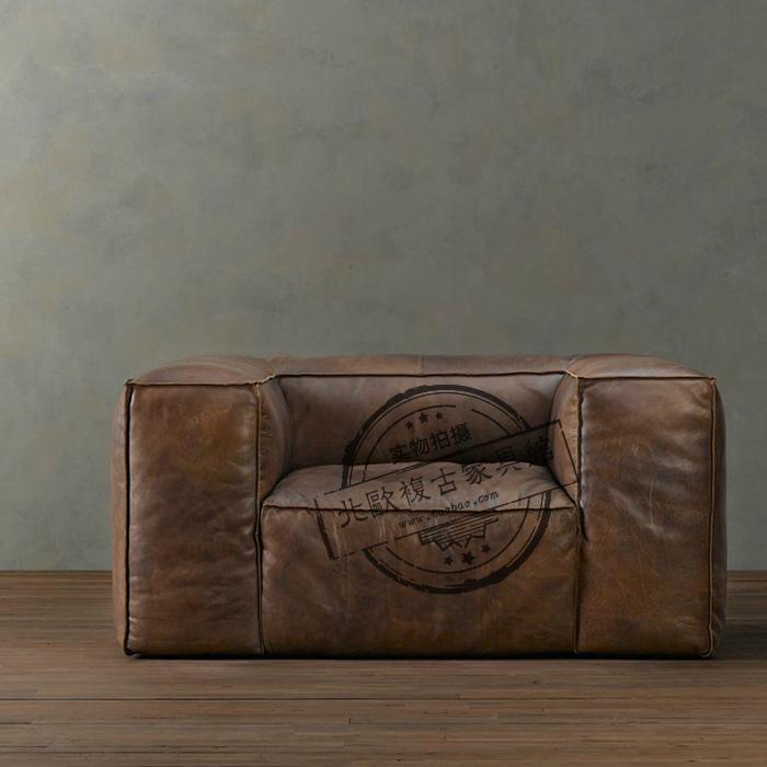 美式油蜡皮三四人皮艺沙发北欧头层牛皮意式简约客厅表情复古沙发