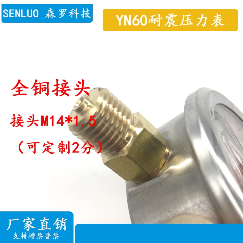 YN60耐震压力表 液压油压抗震压力表 燃油汽油机油压力表16 25MPa
