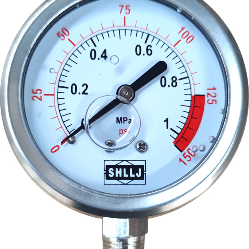 现货舜寰注油压力表SHLLJ耐震耐腐蚀psi Mpa水处理不锈钢径竖轴背