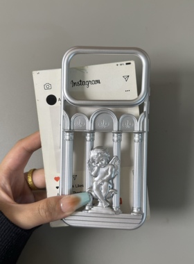 银灰色祈祷天使镂空散热壳适用iPhone17手机壳16promax苹果15/14/13欧美风软壳