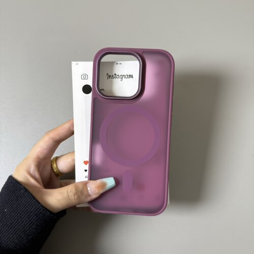 高级感树莓紫肤感磁吸壳适用iPhone17手机壳16promax苹果15/14/13简约小众透12