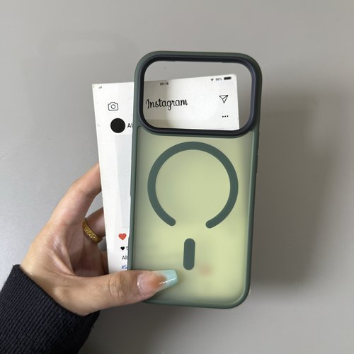 高级感松林绿肤感磁吸壳适用iPhone17手机壳16promax苹果15/14/13简约小众透