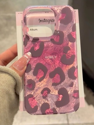 韩风树莓粉满屏豹纹适用iPhone17手机壳16promax苹果15/14/13防摔12小众