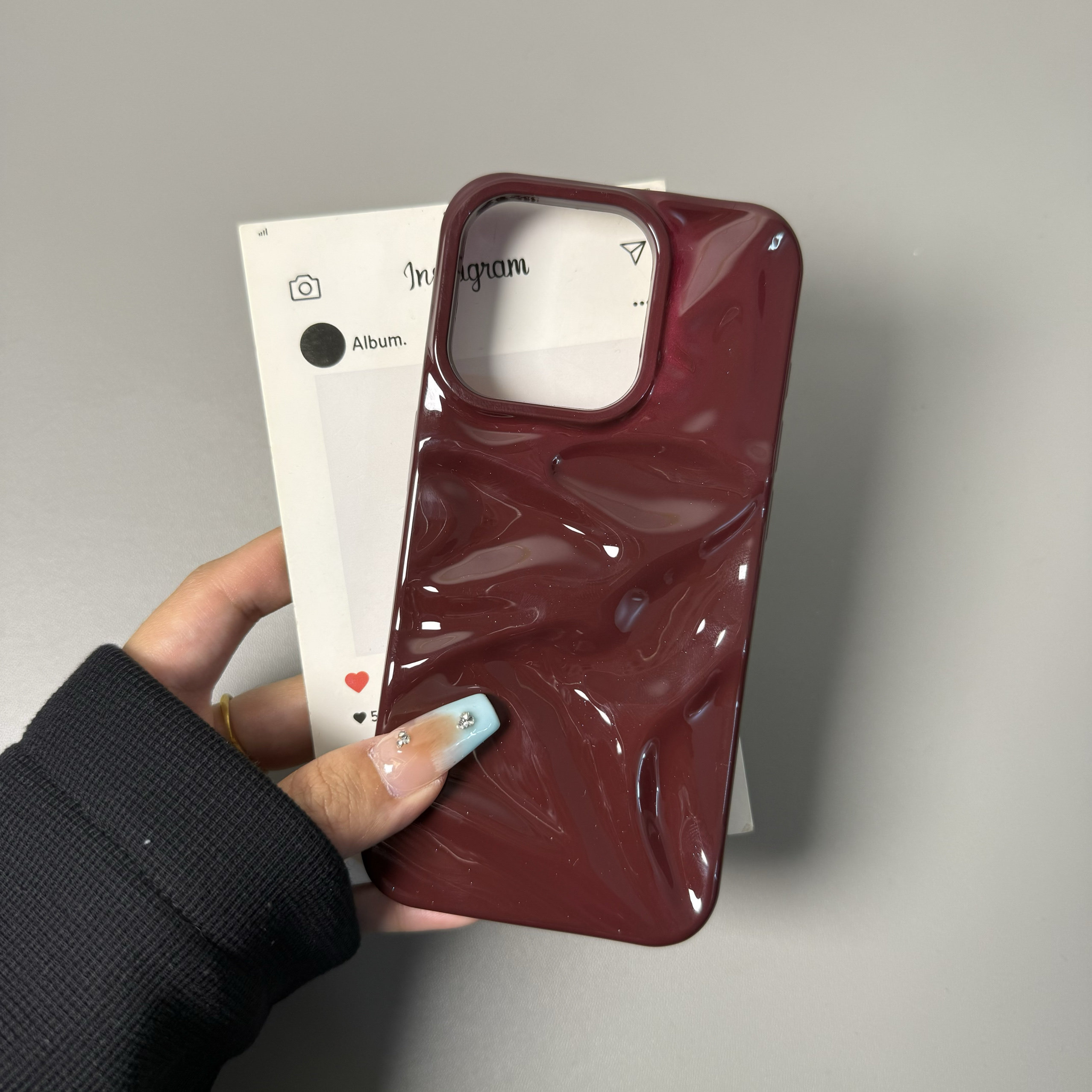 高级感酒红色褶皱适用iPhone17手机壳16promax苹果15/14/13防摔软简约12/11,3C数码配件,手机保护套/壳,淘宝优惠券,粉丝福利购,淘宝优惠卷