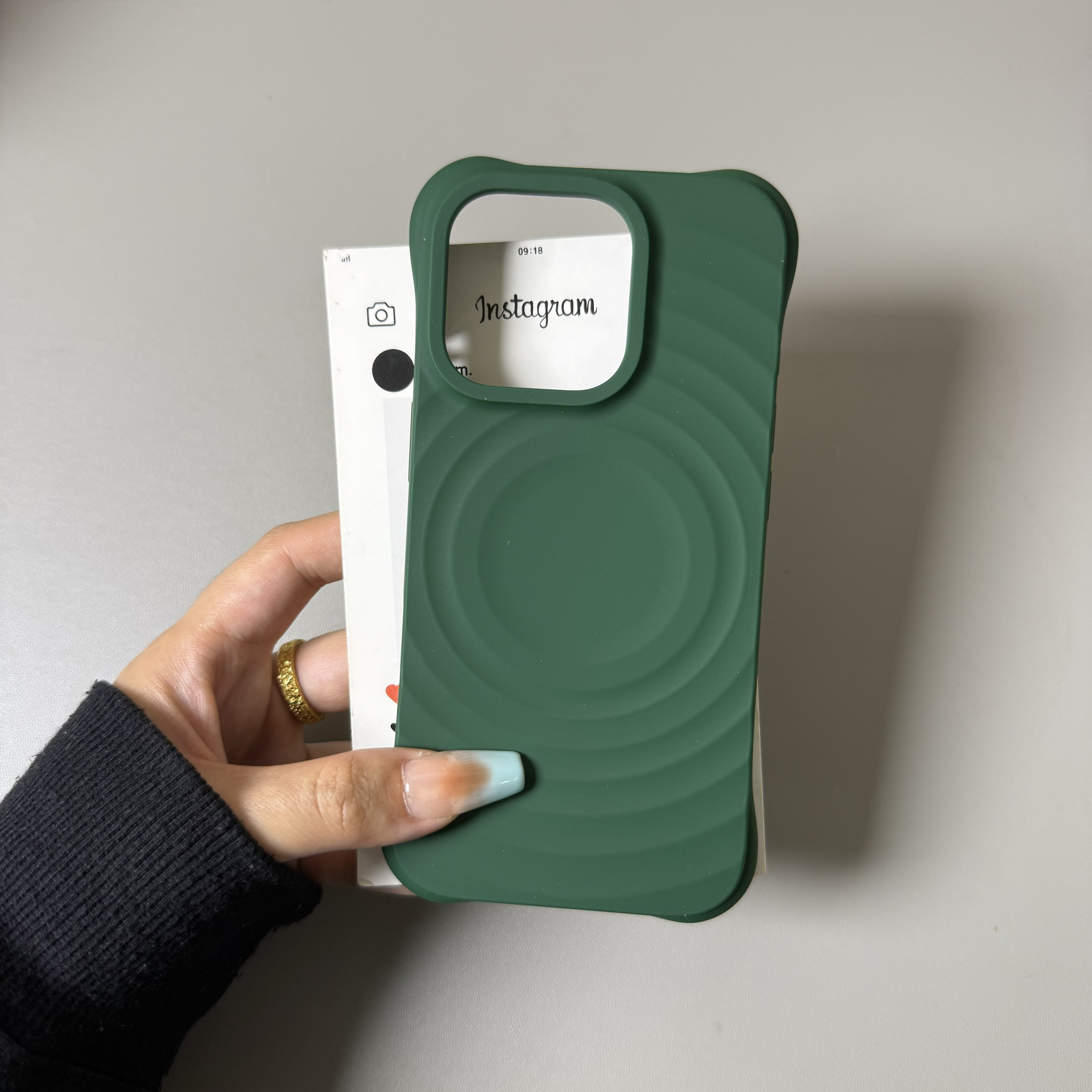 松林绿波漾液态磁吸壳适用iPhone17手机壳16promax苹果15/14/13韩系高级
