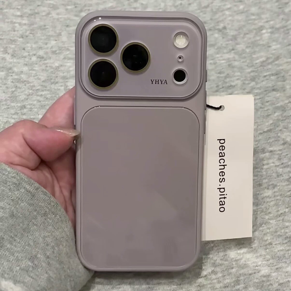 高级感灰紫色玻璃壳大视窗适用iPhone17手机壳16promax苹果15/14/13小众纯色简约