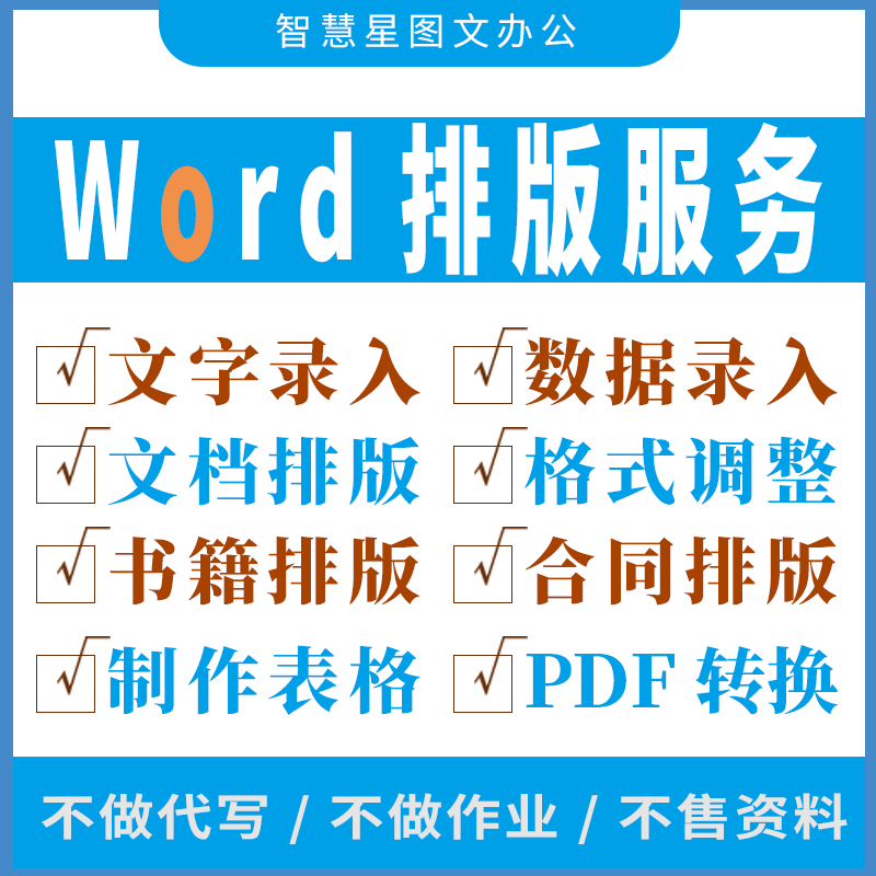 word制作排版设计调整格式修改编辑打字录入文本档稿校对图表代做