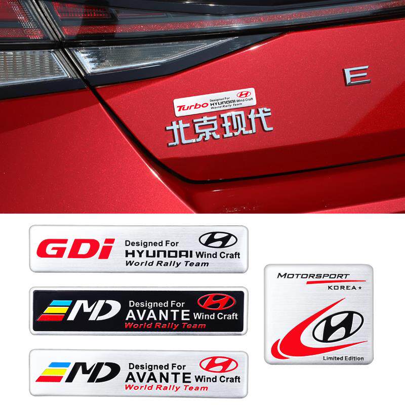 现代朗动名图瑞纳ix25ix35领动金属叶子板汽车改装饰车标贴侧标贴