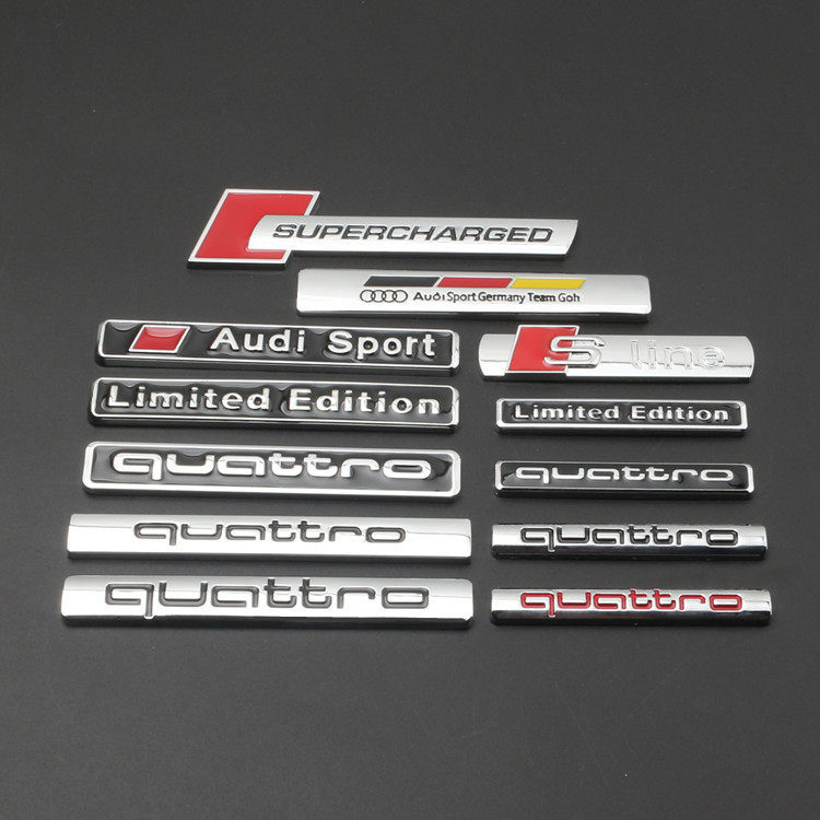适用于奥迪sline侧标改装A3/A4L/A5/A6L/A7/Q2四驱尾标增压车标贴