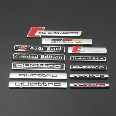 适用于奥迪sline侧标改装A3/A4L/A5/A6L/A7/Q2四驱尾标增压车标贴
