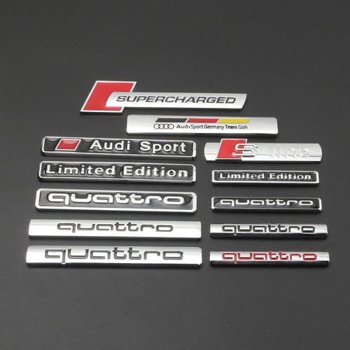 适用于奥迪sline侧标改装A3/A4L/A5/A6L/A7/Q2四驱尾标增压车标贴