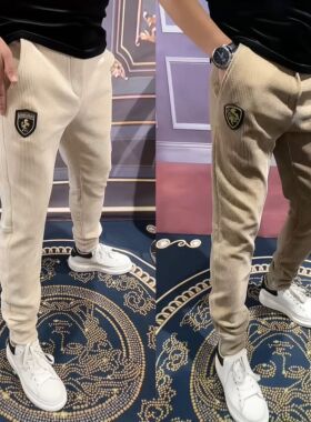 2126秋季新款裤子男士加厚菠萝绒条绒休闲裤弹力修身男裤潮流长裤