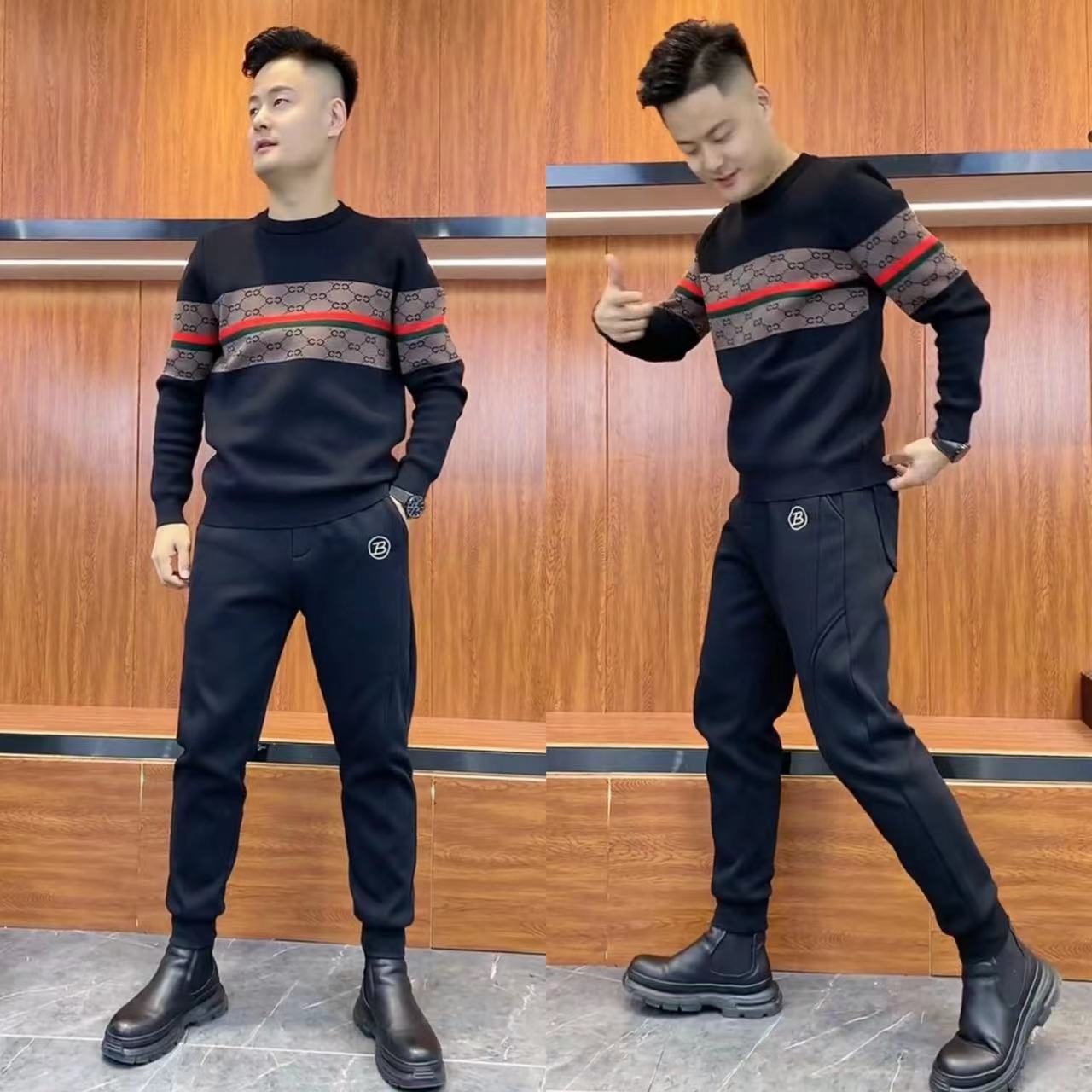 冬季圆领花色毛衣针织保暖打底