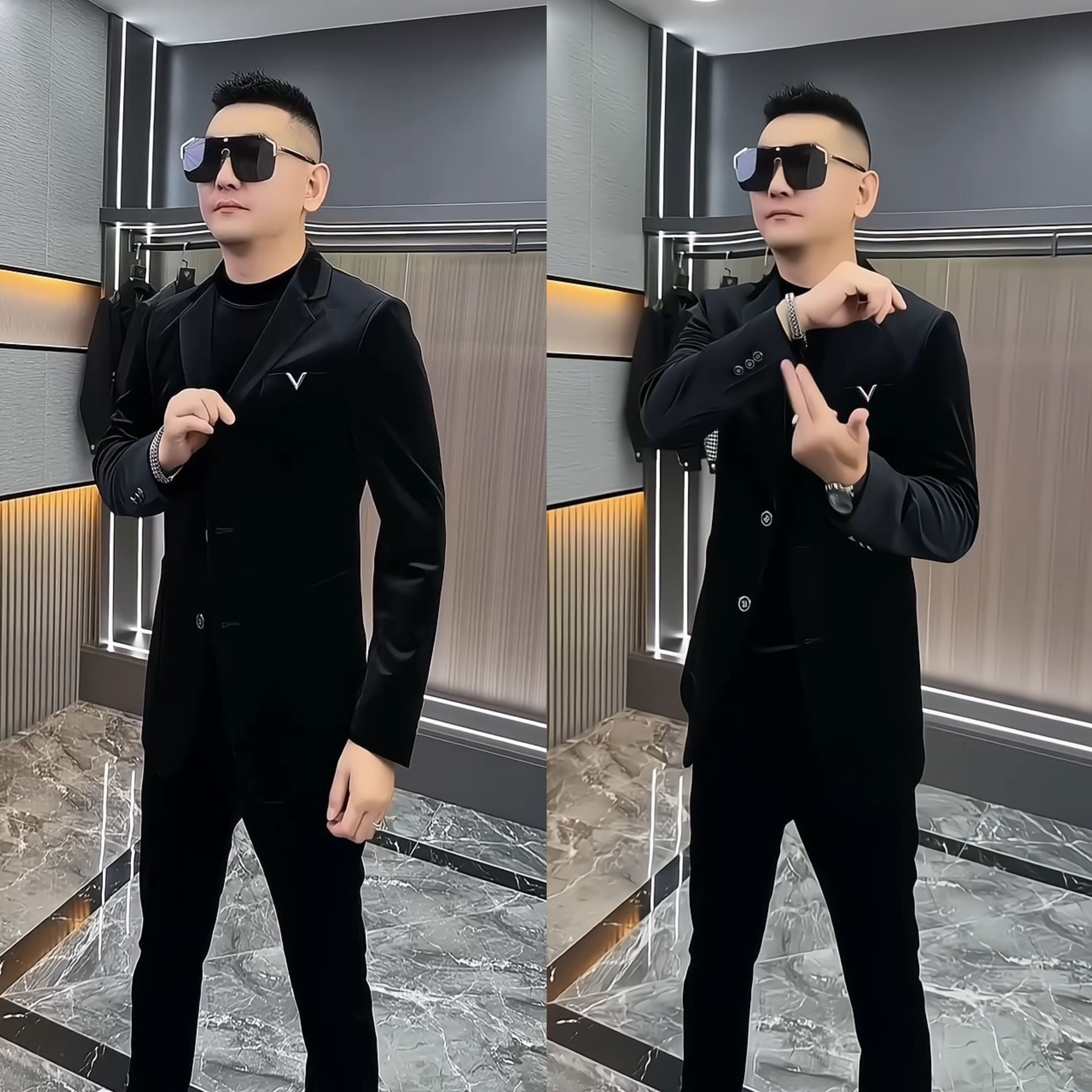 秋季男士金丝绒翻领百搭休闲西服