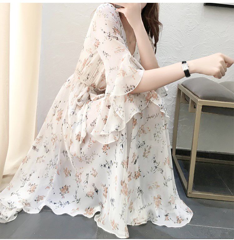 suit skirt fresh Broken flowers Chiffon Dress summer 2019 Large Mid length versionin the Women's clothing/Boutique , Large size women  category - from Buy2taobao.com to provide professional Taobao agent buy service