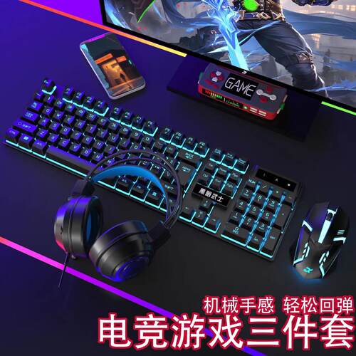 昭音有线键盘鼠标套装背光游戏台式电脑笔记悬浮键帽机械手感USB