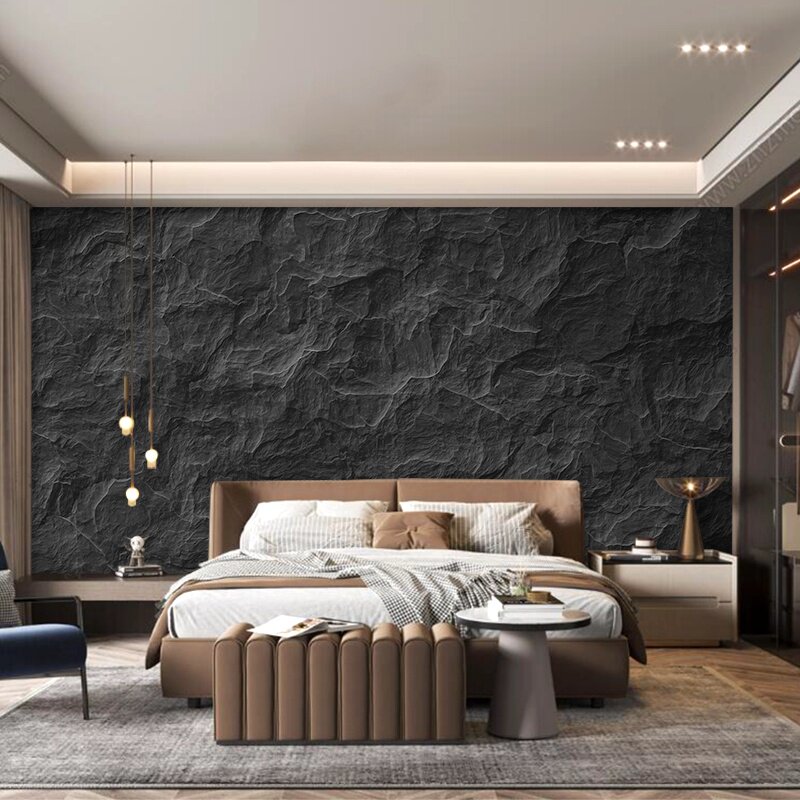 3d立体岩石山体装饰壁画水泥墙工业风格个性墙壁主题墙画尺寸定制