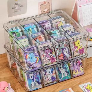 卡片收纳盒分格位卡膜透明亚克力宝咕卡莉桌面奥特曼小马卡牌盒子