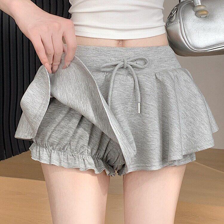灰色运动风蓬蓬半身裙女