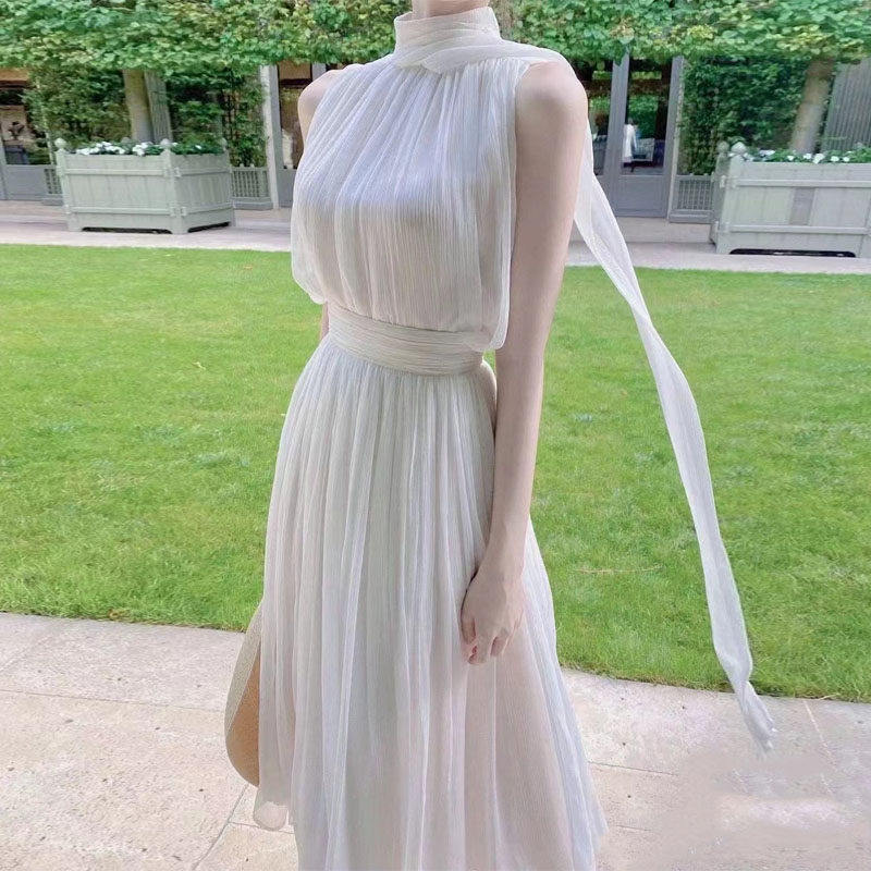 希腊女神白色连衣裙2024