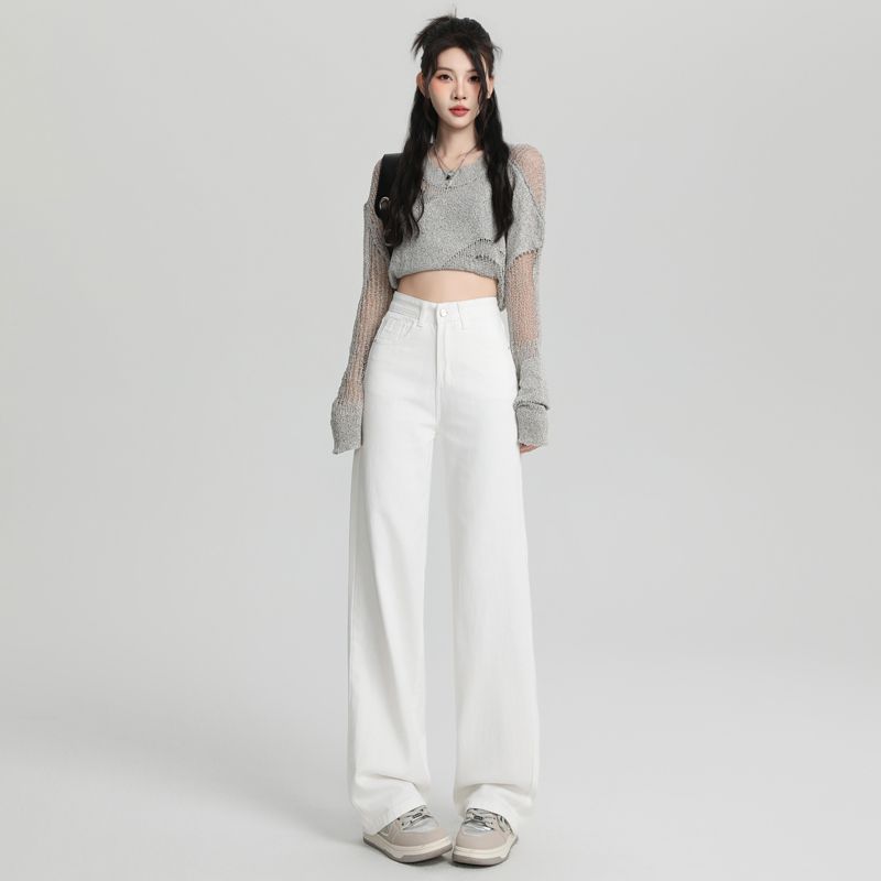白色牛仔裤女款小个子窄