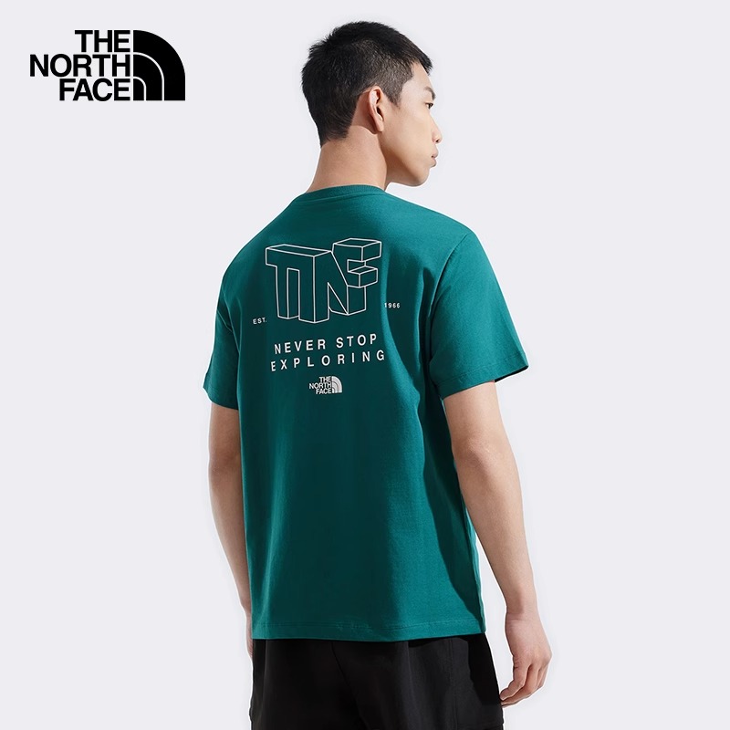 北面户外休闲透气印花圆领T恤