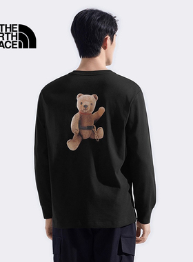 TheNorthFace北面25秋冬户外小熊纯棉长袖T恤男女同款打底衫8F0J