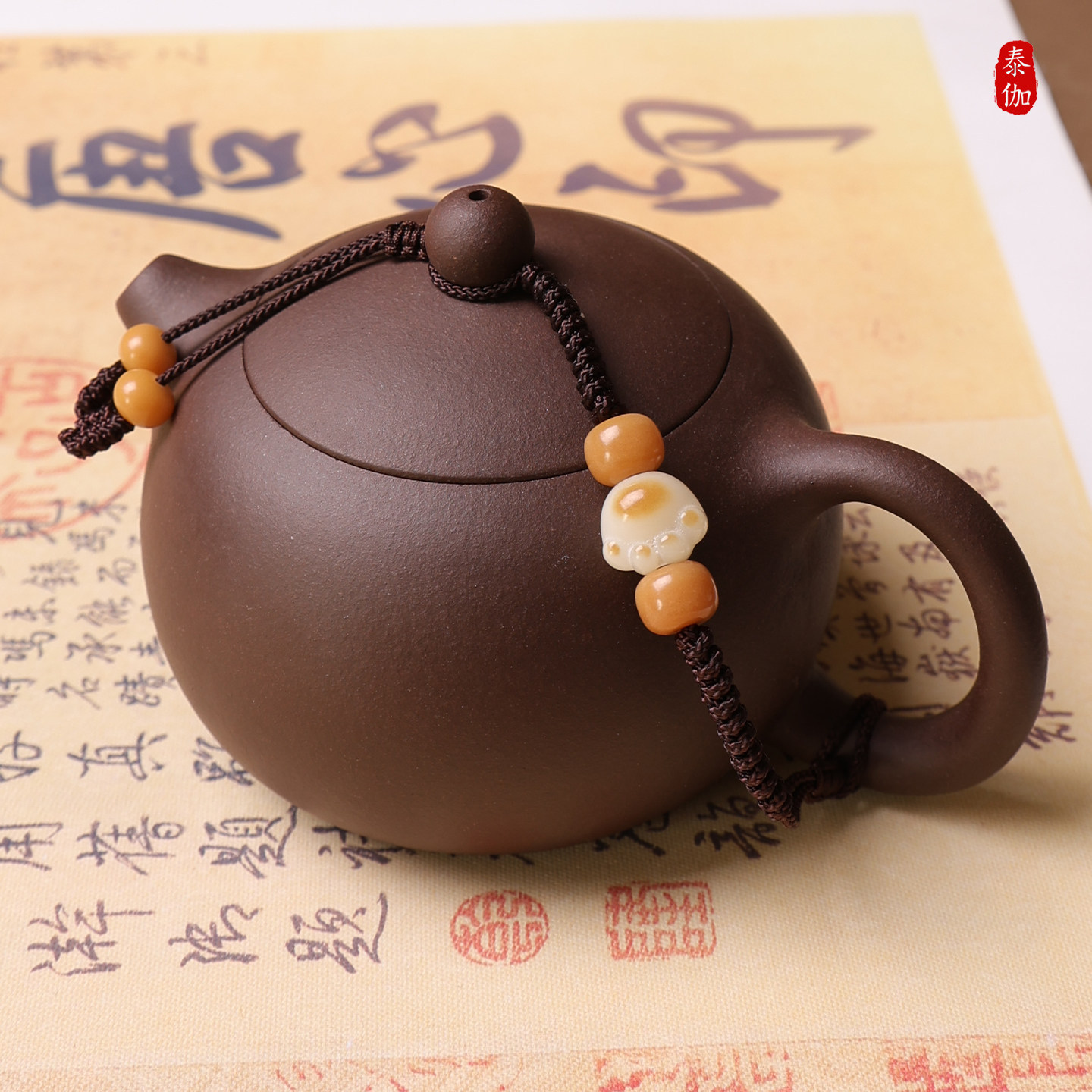 菩提招财猫手工编织功夫茶壶绳子紫砂壶盖茶壶系茶杯绑壶绳子配件