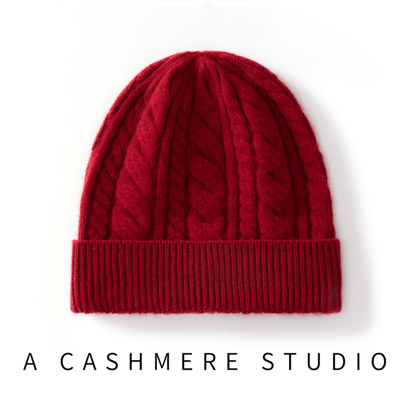 2025新款羊绒帽子男女加厚粗棒针手工编织针织帽保暖毛线帽