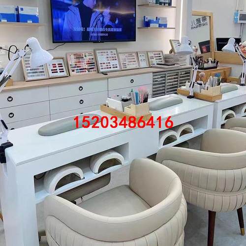 整装烤漆美甲桌单双三人台