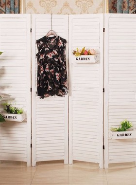 法式乡村实木百叶折叠移动