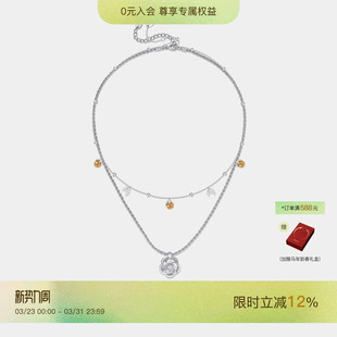 CINNLER「白山茶 香颂曲」蕾丝山茶花水晶锁骨链双层叠戴项链