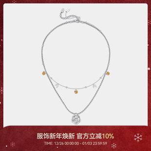 CINNLER「白山茶 香颂曲」蕾丝山茶花水晶锁骨链双层叠戴项链