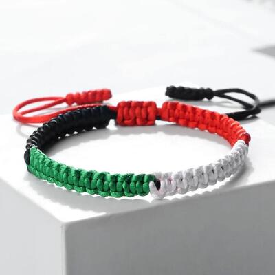Palestine Flag String Bracelet Red Black White Green Rope Br
