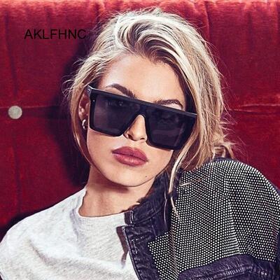 Vintage Oversize Square Sunglasses Luxury Brand Black Leopar