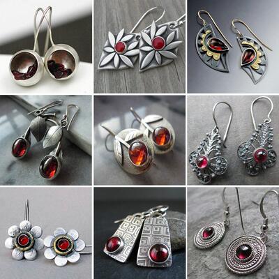 Ethnic Style Vintage Red Faux Crystal Series Earrings for Wo