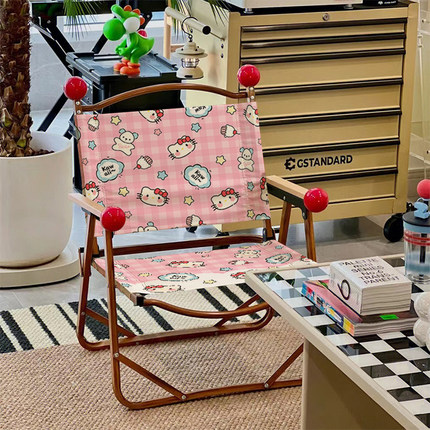 hellokitty克米特椅户外露营椅子阳台休闲椅折叠便携式沙滩椅可爱