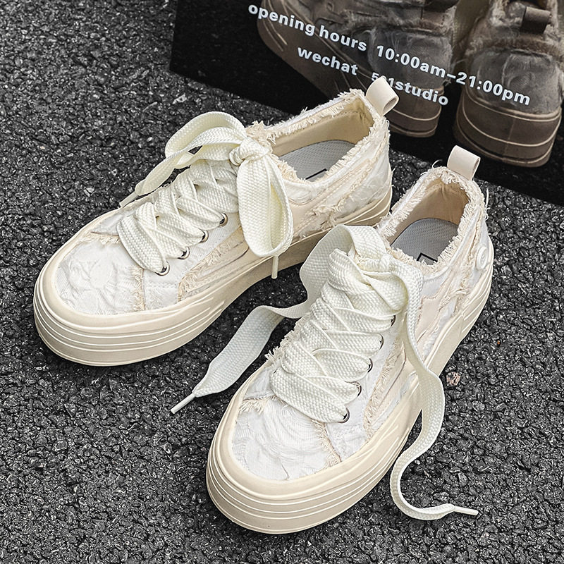 新款情侣鞋星星厚底板鞋学生小白鞋潮侣帆布鞋XZ517-1XZ130P65,男鞋休闲鞋,星座517-1