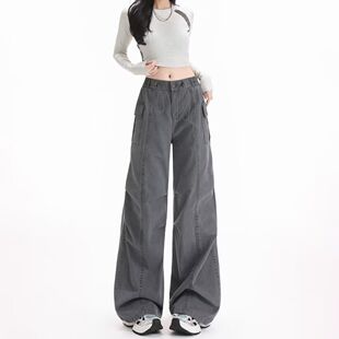 女韩版 长裤 潮流百搭裤 坠感直筒高街潮流痞帅工装 子春夏薄款 休闲裤