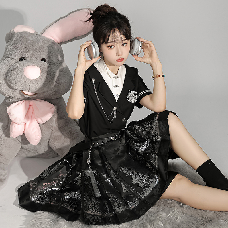 中国风改良汉元素汉服女新中式上衣半裙套装两件套优雅女装国潮