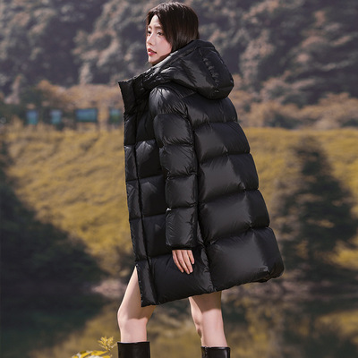95白鹅绒羽绒服女中长款2025新款超厚连帽冬季女装外套东北保暖