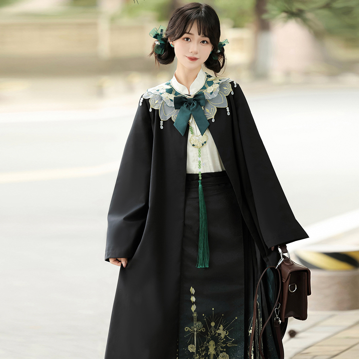 汉服女国风新中式云肩外套上衣马面裙套装国风复古汉服套装盘扣