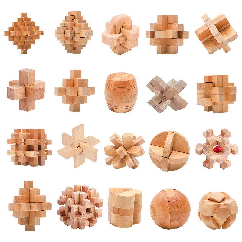 古典成人益智儿童玩具榉木孔明锁拆装学生鲁班锁创意拼装传统解锁