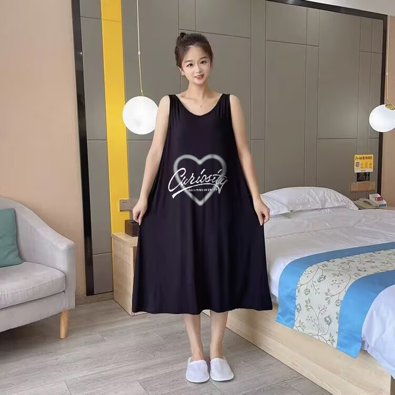 胖mm遮肉显瘦长款无袖可外穿睡裙