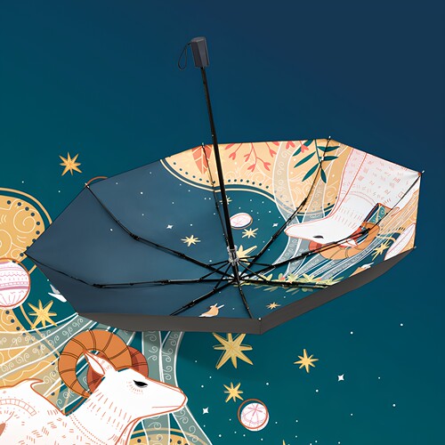 红叶五折晴雨防晒伞高品质折叠伞