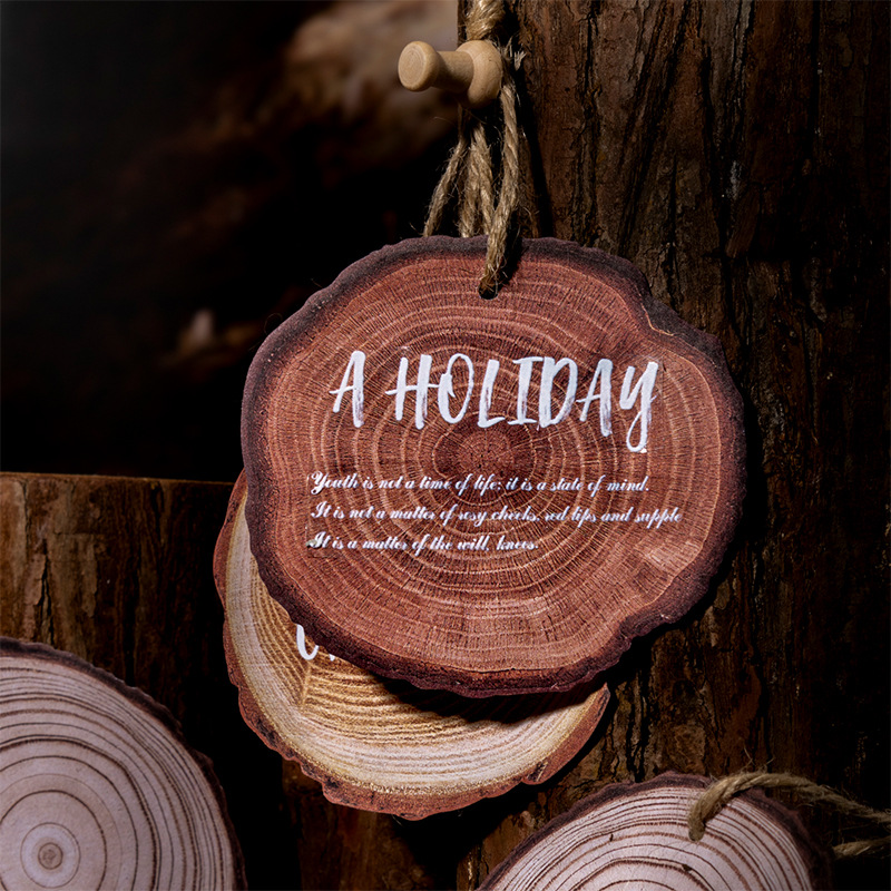 年轮说系列仿真便利贴60张入 复古森林肌理手帐留言记事打底N次贴