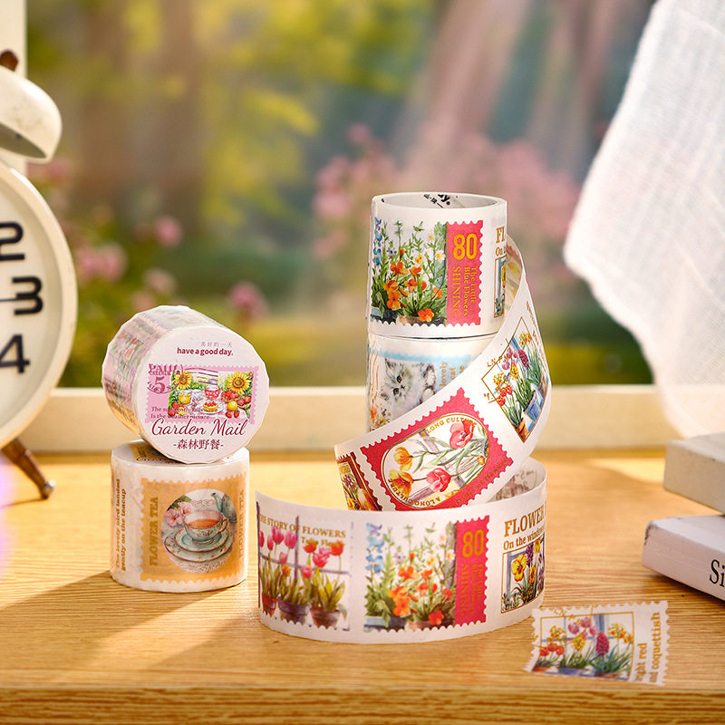 花园邮迹系列和纸排废胶带 复古花卉人物邮票主题手账素材装饰贴,文具电教/文化用品/商务用品,胶带/胶纸/胶条,淘宝优惠券,粉丝福利购,淘宝优惠卷