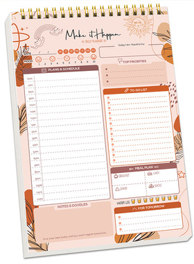 A5英文日程计划本复古简约每日每周时间管理计划便签本