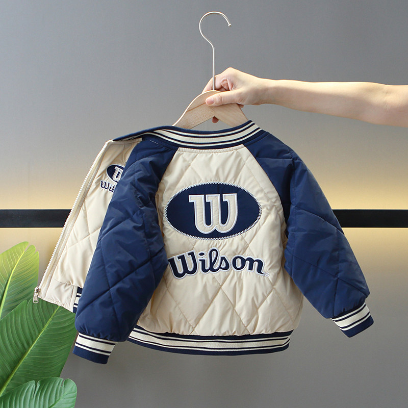男童棉服冬装洋气儿童夹棉加绒加厚棒球服外套酷帅宝宝冬季棉衣潮