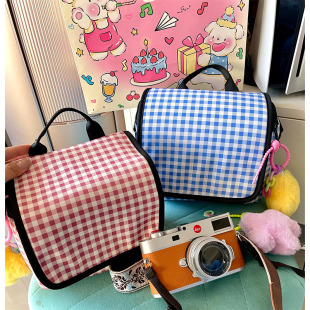 富士XT5XS10格子相机包r50单肩斜挎包佳能防撞尼康拍立得保护套